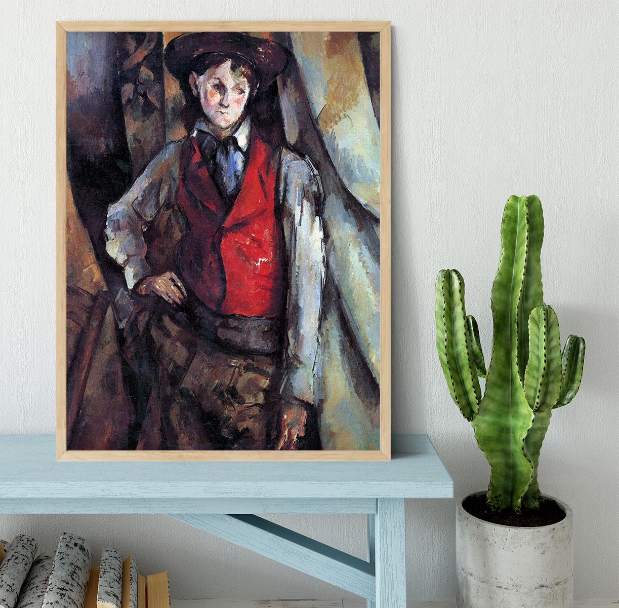 Boy in Red Waistcoat by Cezanne Framed Print - Canvas Art Rocks - 4