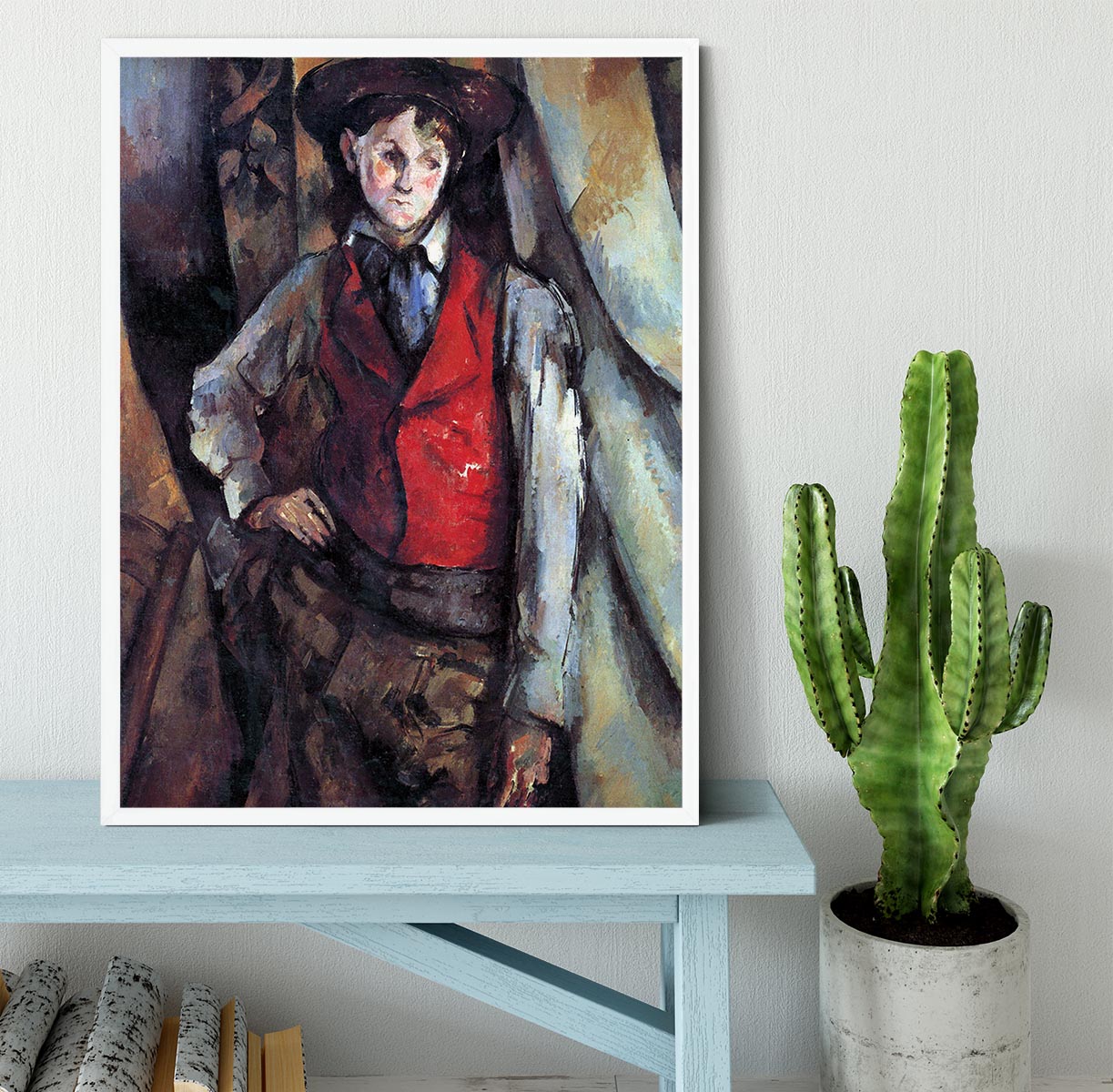 Boy in Red Waistcoat by Cezanne Framed Print - Canvas Art Rocks -6