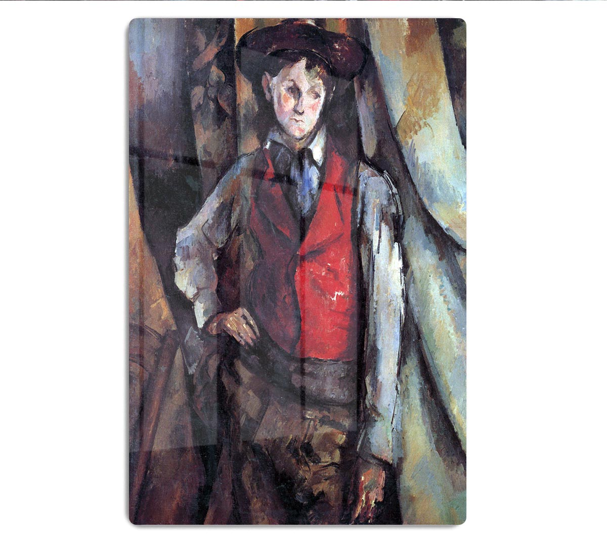 Boy in Red Waistcoat by Cezanne Acrylic Block - Canvas Art Rocks - 1