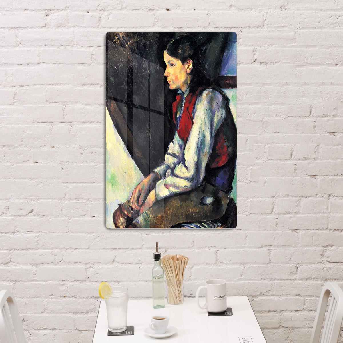 Boy with Red Vest by Cezanne Acrylic Block - Canvas Art Rocks - 3