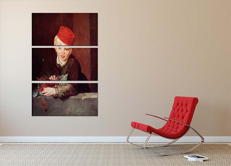 Boy with the cherries by Manet 3 Split Panel Canvas Print - Canvas Art Rocks - 2