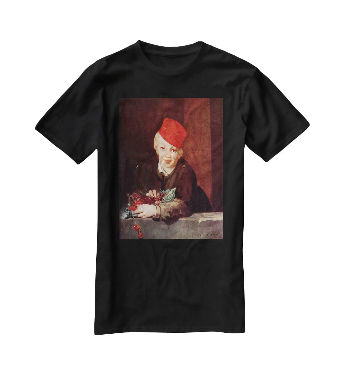 Boy with the cherries by Manet T-Shirt - Canvas Art Rocks - 1
