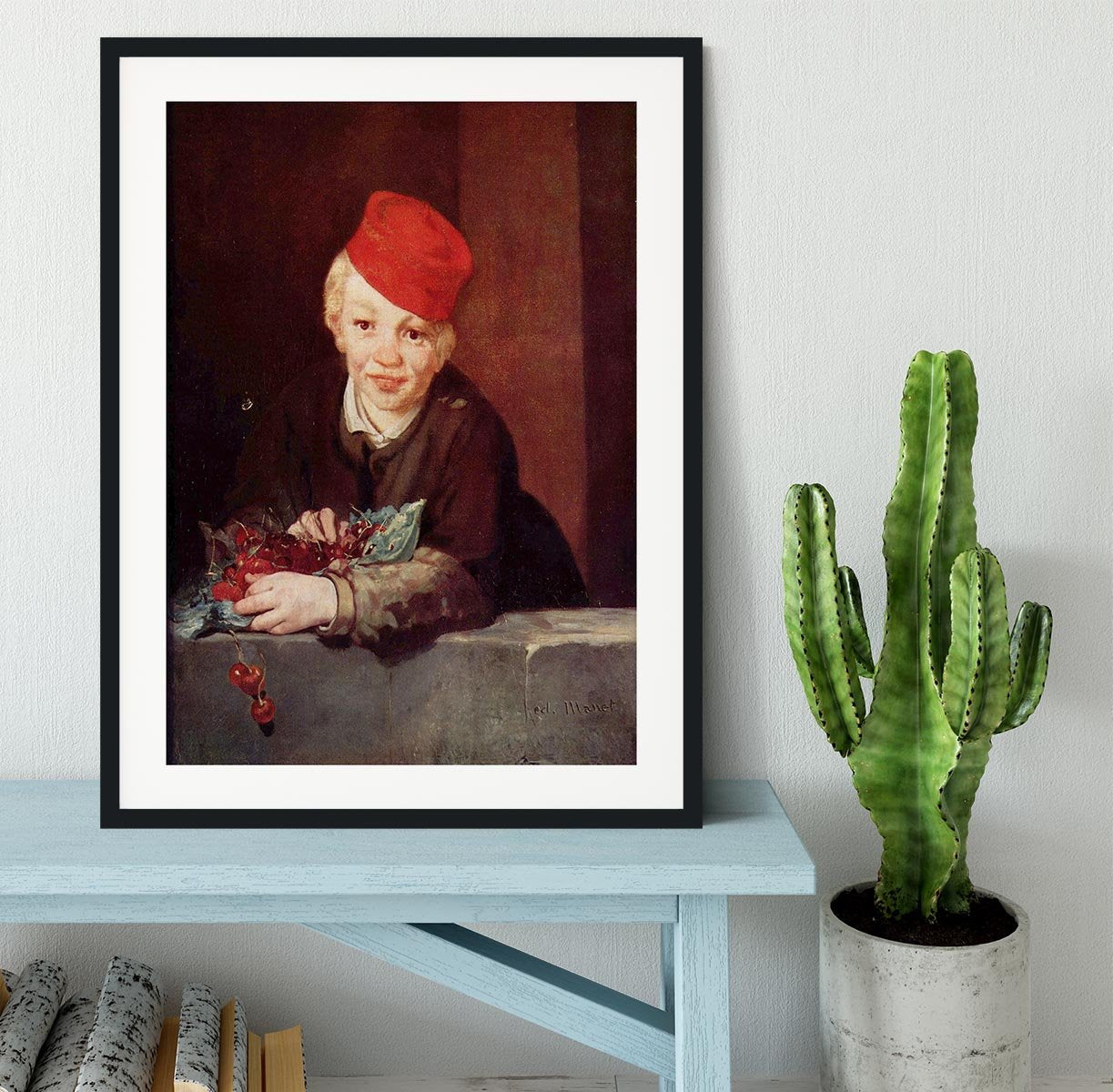 Boy with the cherries by Manet Framed Print - Canvas Art Rocks - 1