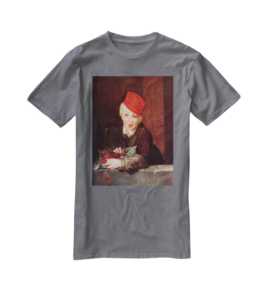 Boy with the cherries by Manet T-Shirt - Canvas Art Rocks - 3