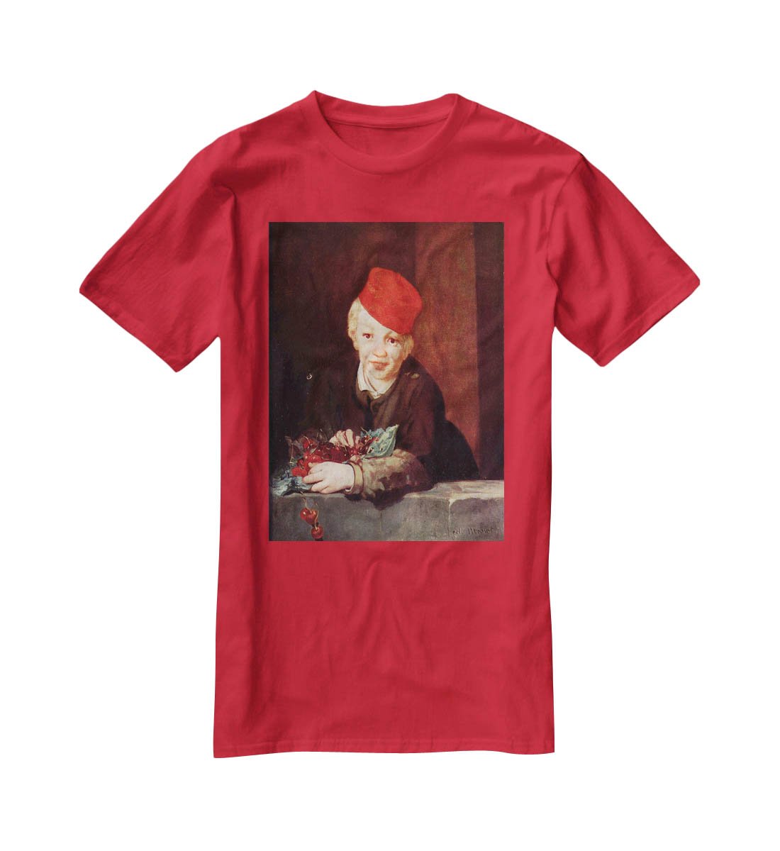 Boy with the cherries by Manet T-Shirt - Canvas Art Rocks - 4