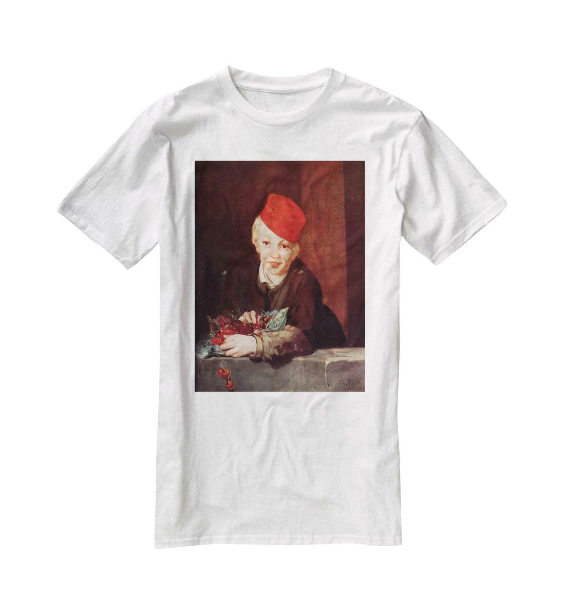 Boy with the cherries by Manet T-Shirt - Canvas Art Rocks - 5