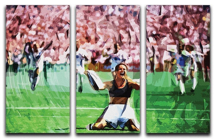 Brandi Chastain Celebrates USA Soccer 1999 3 Split Panel Canvas Print - Canvas Art Rocks - 1