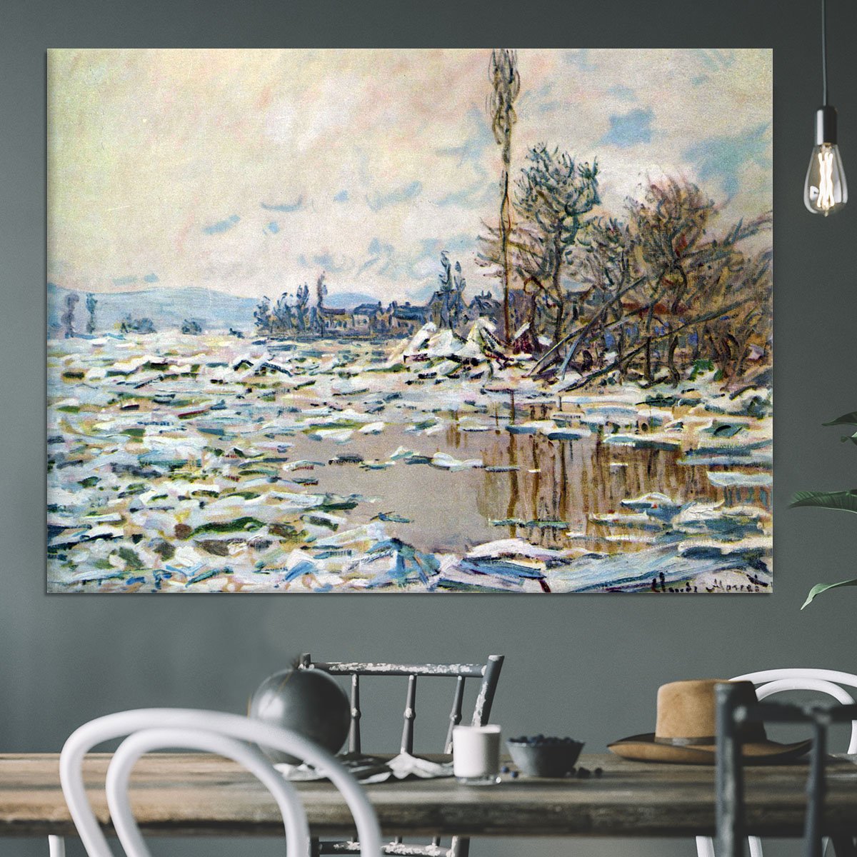 Break Up of Ice by Monet Canvas Print or Poster