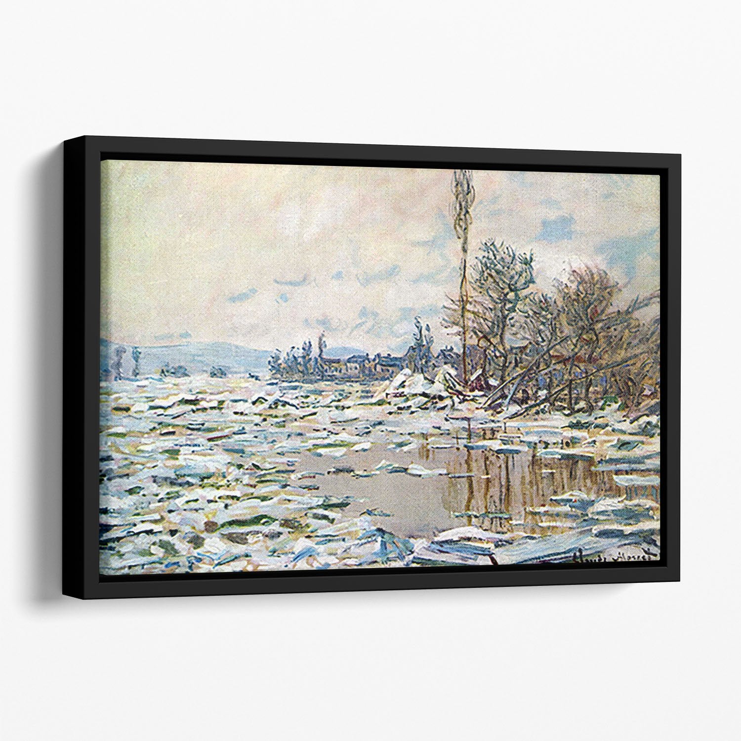 Break Up of Ice by Monet Floating Framed Canvas