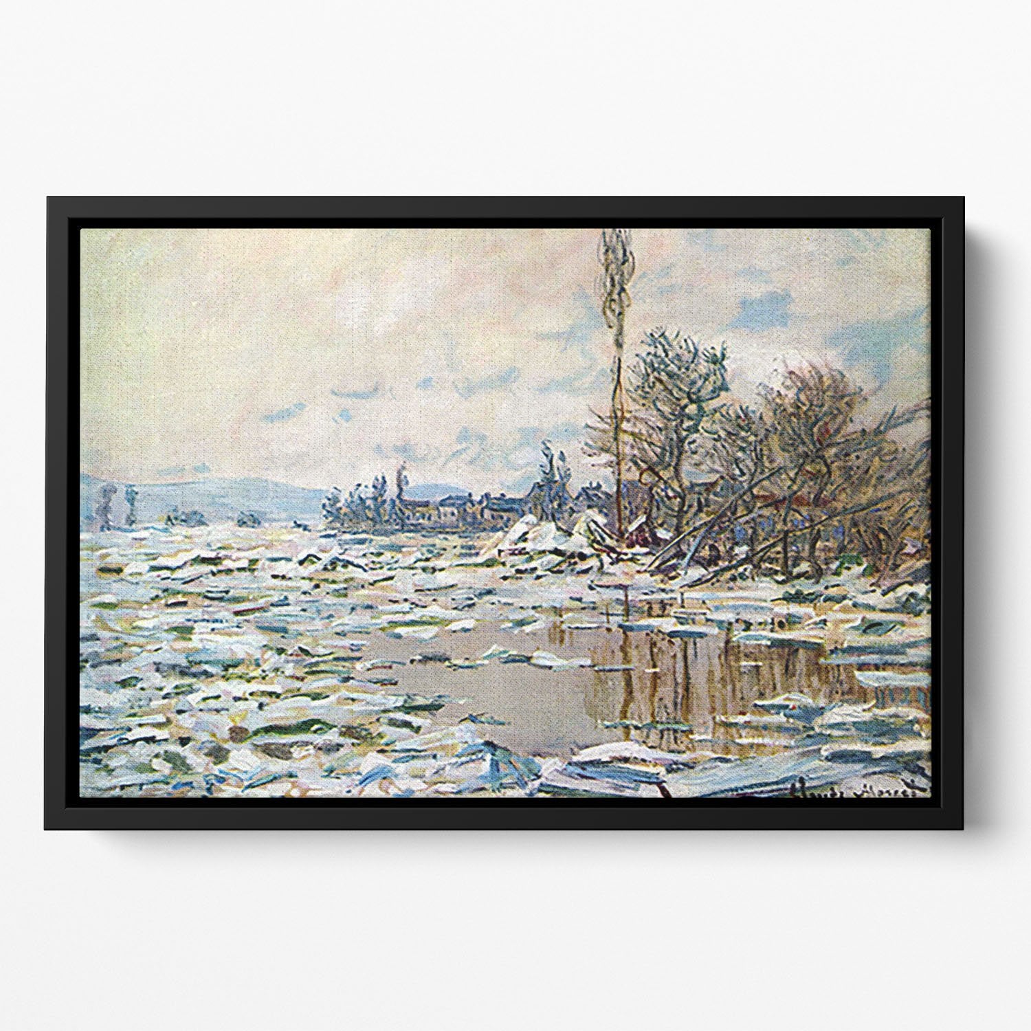 Break Up of Ice by Monet Floating Framed Canvas