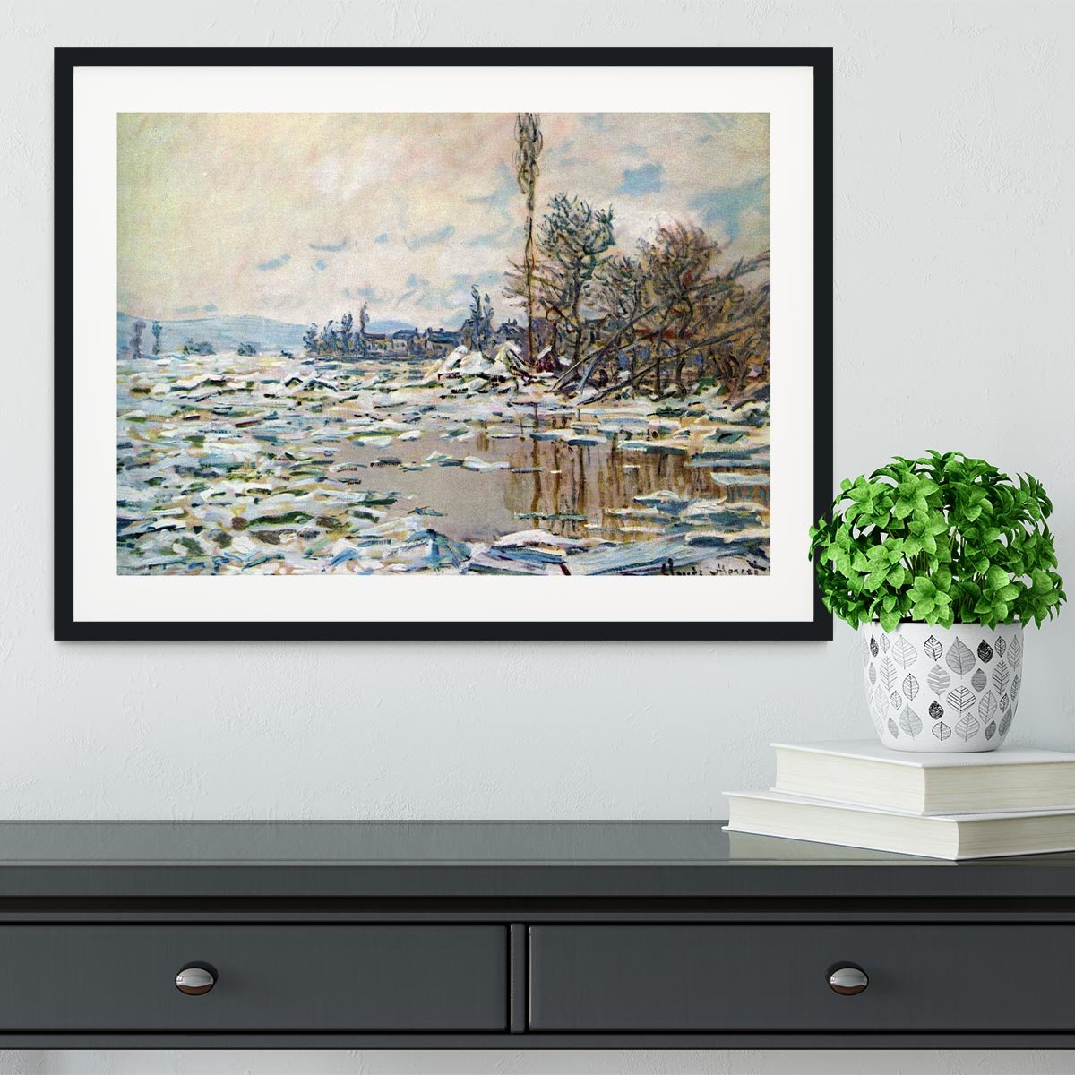 Break Up of Ice by Monet Framed Print - Canvas Art Rocks - 1