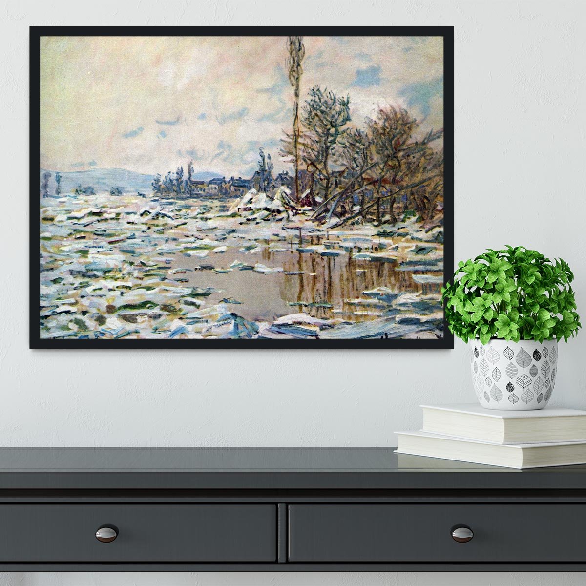 Break Up of Ice by Monet Framed Print - Canvas Art Rocks - 2