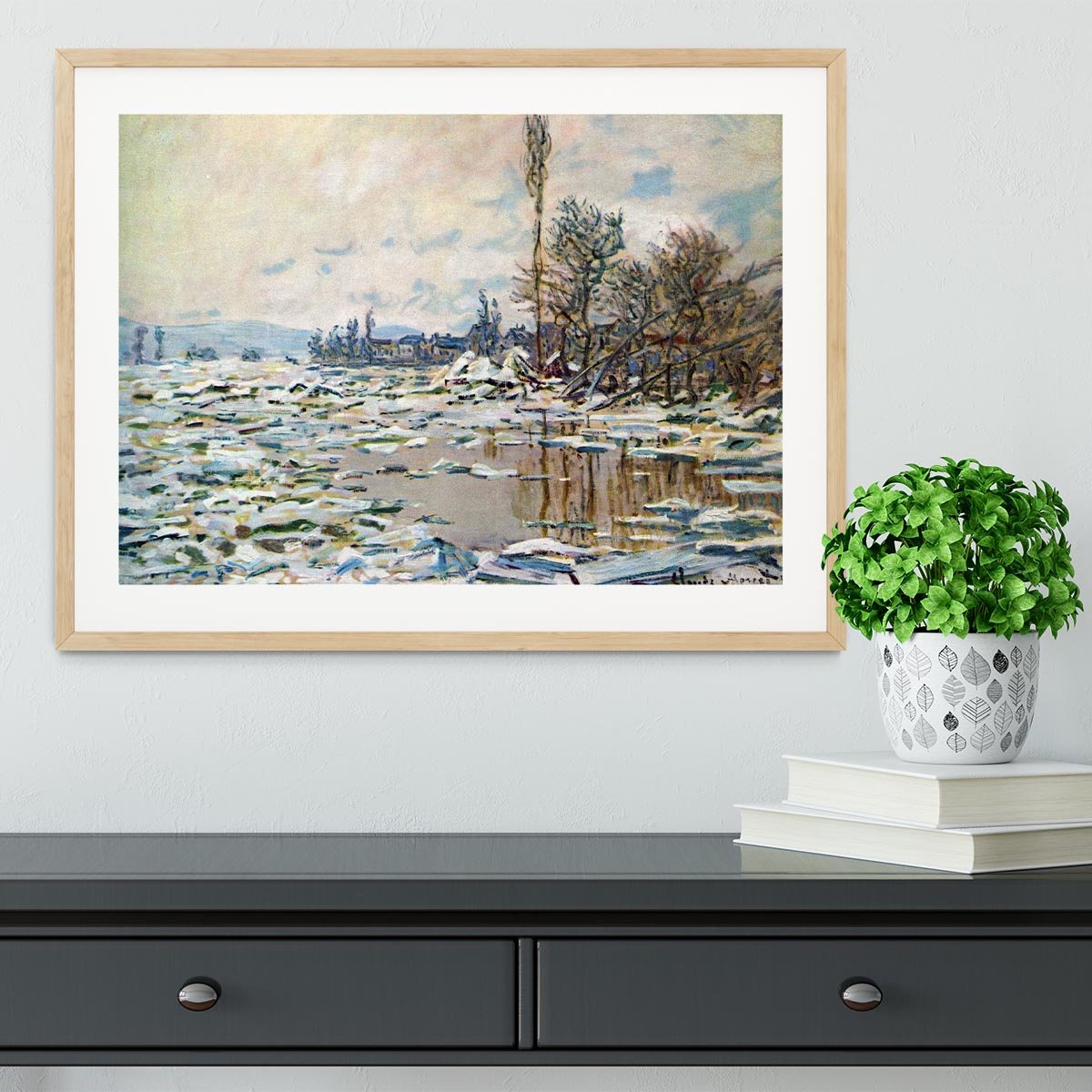 Break Up of Ice by Monet Framed Print - Canvas Art Rocks - 3