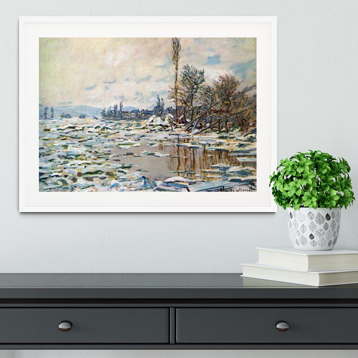 Break Up of Ice by Monet Framed Print - Canvas Art Rocks - 5