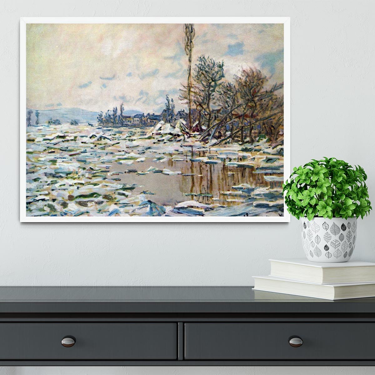 Break Up of Ice by Monet Framed Print - Canvas Art Rocks -6