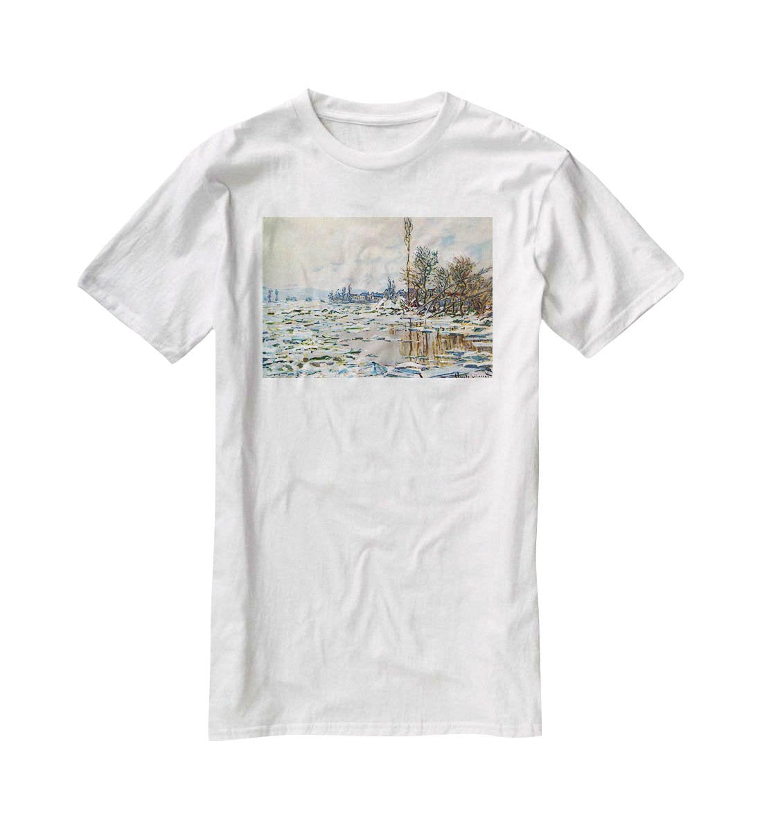 Break Up of Ice by Monet T-Shirt - Canvas Art Rocks - 5