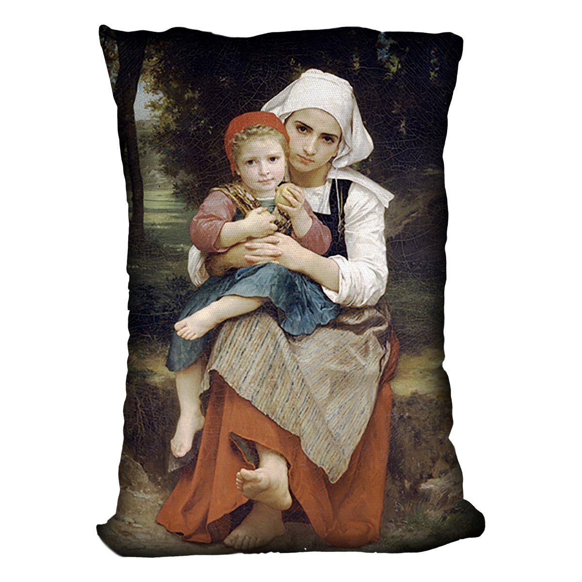 Breton Brother and Sister By Bouguereau Throw Pillow