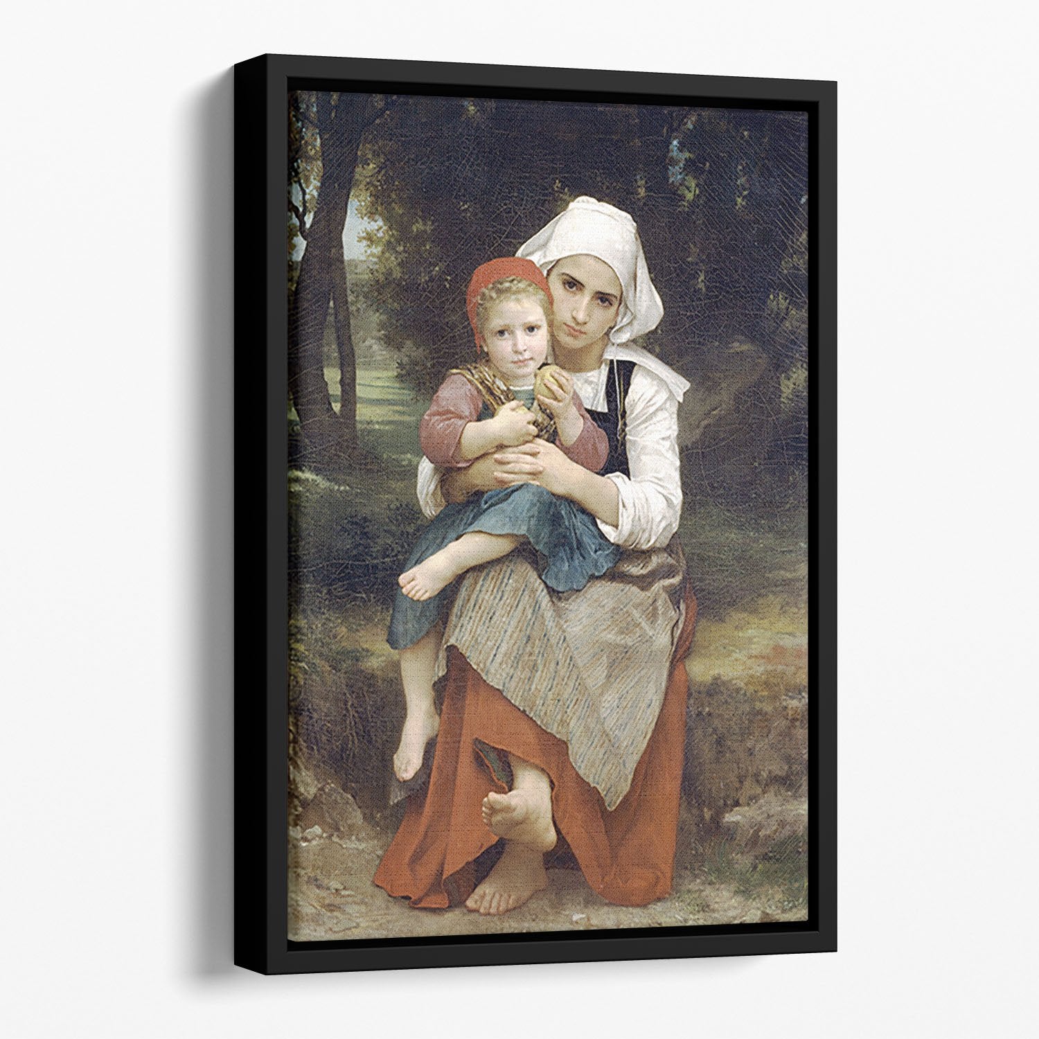 Breton Brother and Sister By Bouguereau Floating Framed Canvas