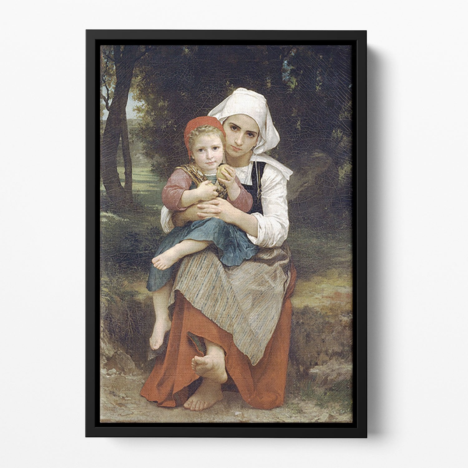Breton Brother and Sister By Bouguereau Floating Framed Canvas
