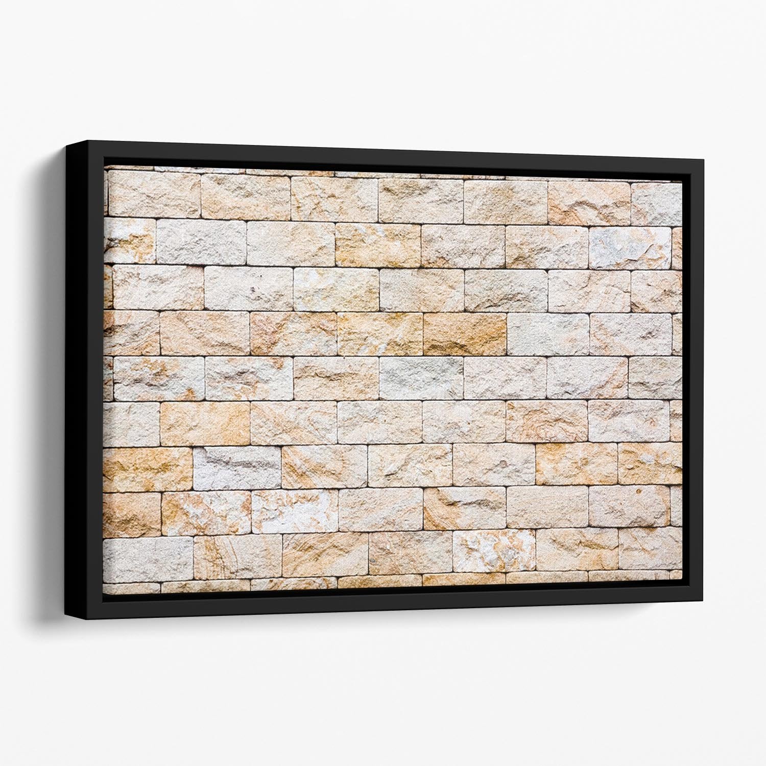 Brick stones wall Floating Framed Canvas - Canvas Art Rocks - 1