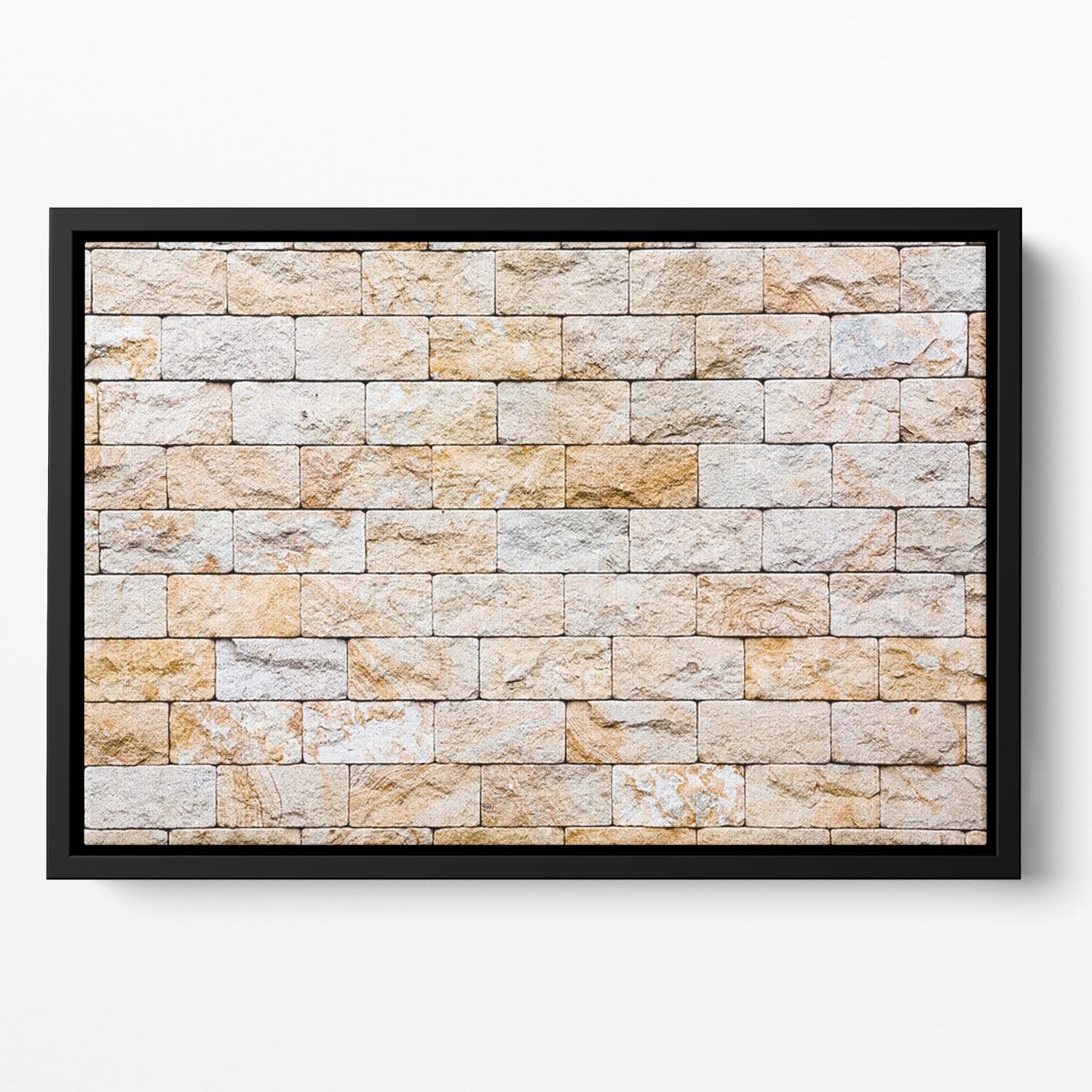 Brick stones wall Floating Framed Canvas - Canvas Art Rocks - 2
