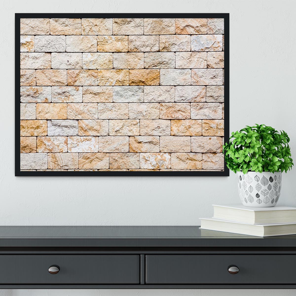 Brick stones wall Framed Print - Canvas Art Rocks - 2