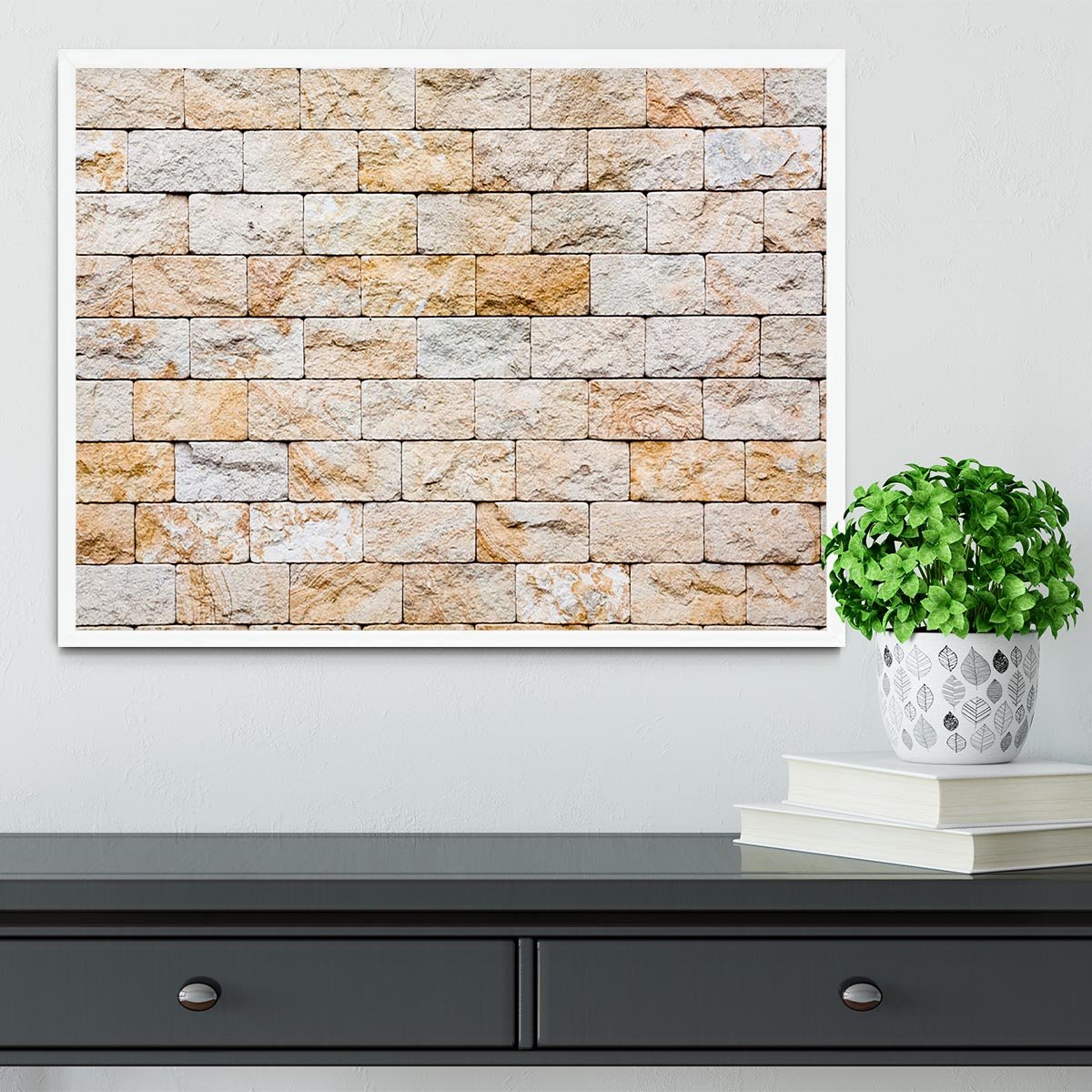 Brick stones wall Framed Print - Canvas Art Rocks -6