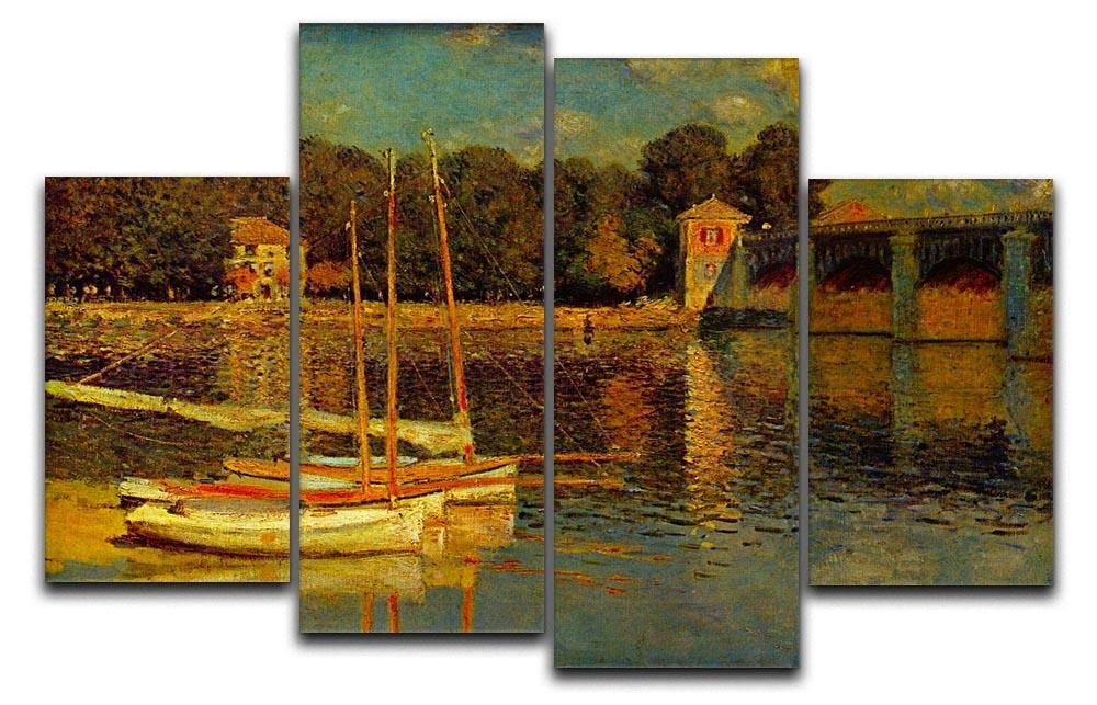 Bridge at Argenteuil by Monet 4 Split Panel Canvas  - Canvas Art Rocks - 1