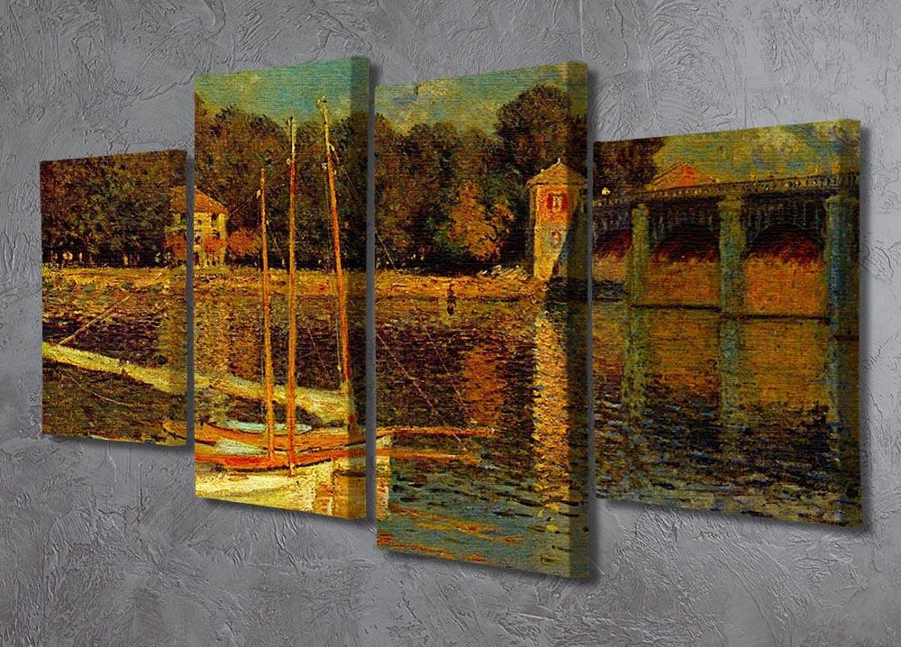 Bridge at Argenteuil by Monet 4 Split Panel Canvas - Canvas Art Rocks - 2
