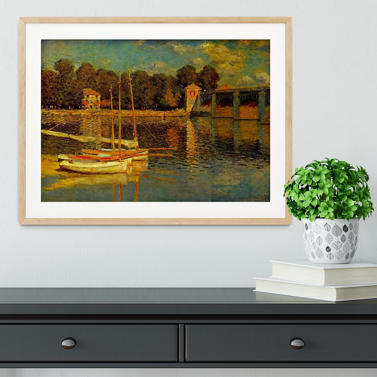 Bridge at Argenteuil by Monet Framed Print - Canvas Art Rocks - 3
