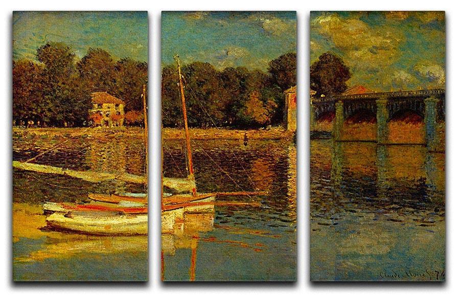 Bridge at Argenteuil by Monet Split Panel Canvas Print - Canvas Art Rocks - 4