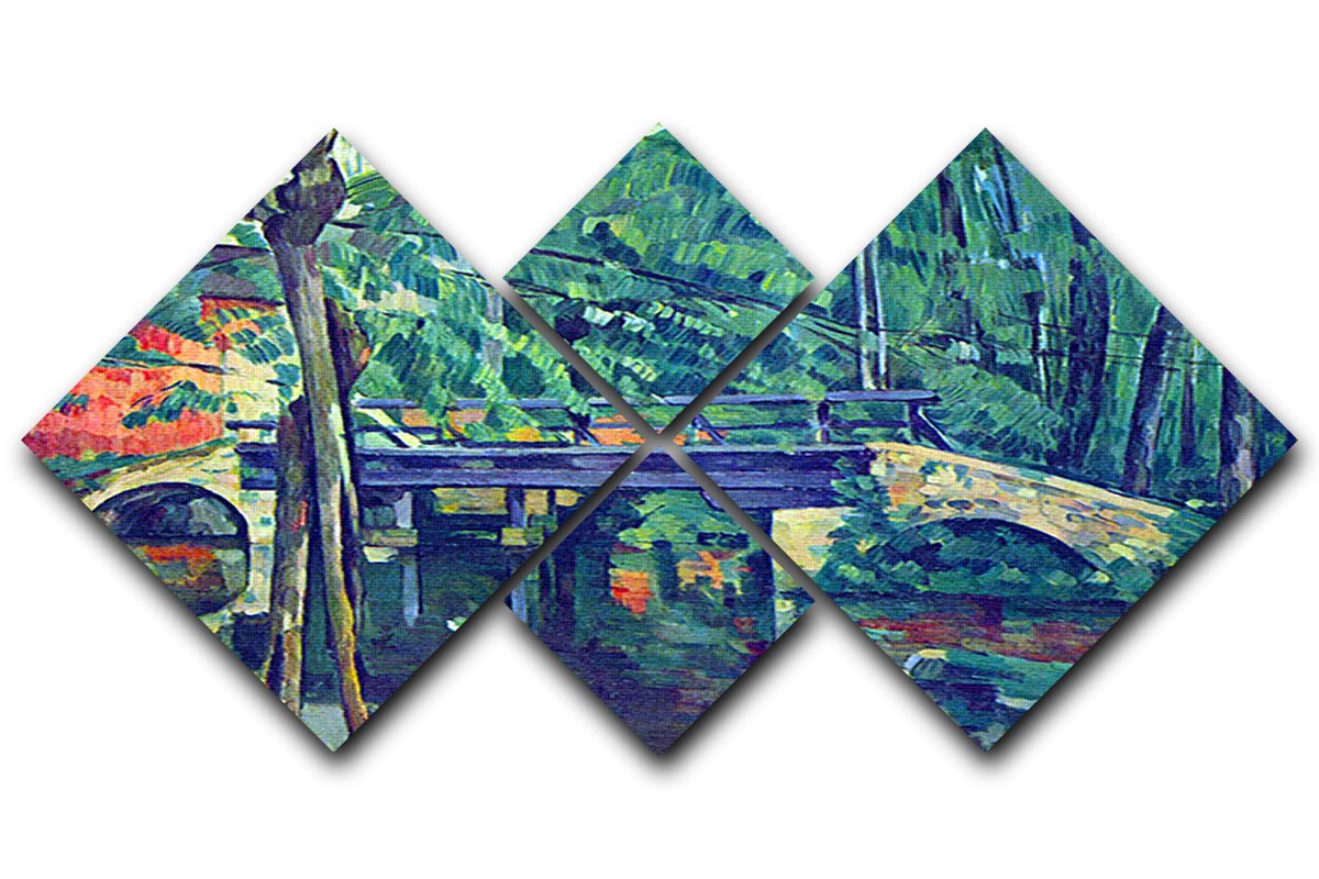 Bridge in the forest by Cezanne 4 Square Multi Panel Canvas - Canvas Art Rocks - 1
