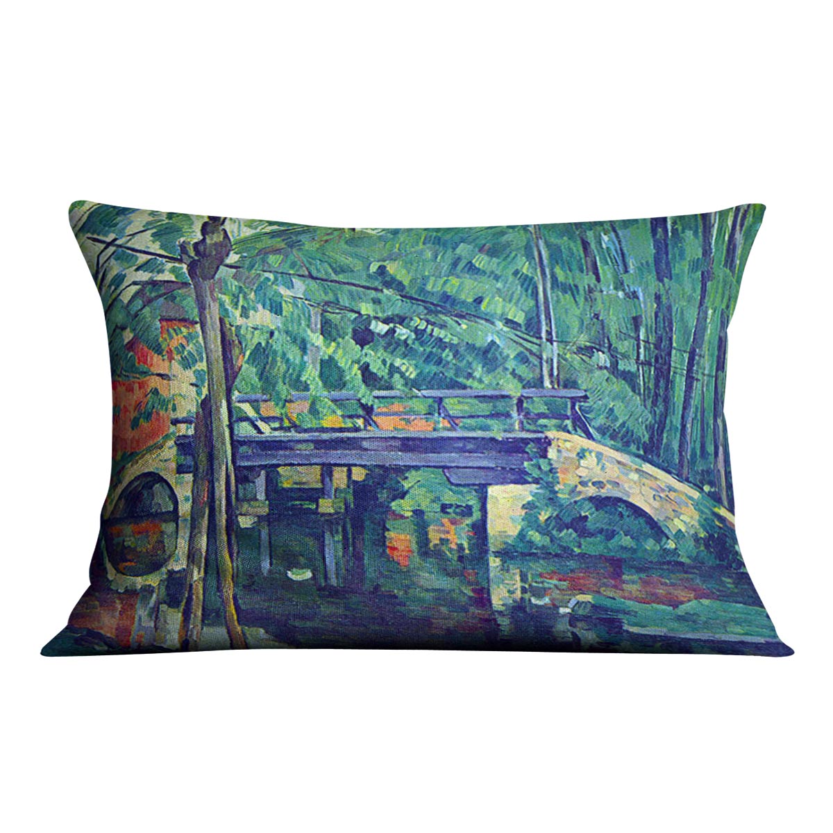 Bridge in the forest by Cezanne Cushion - Canvas Art Rocks - 4