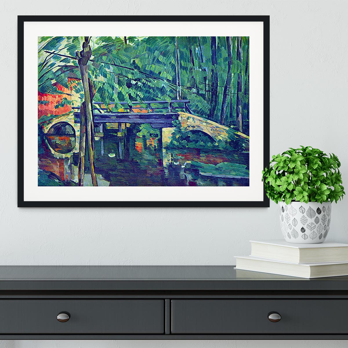 Bridge in the forest by Cezanne Framed Print - Canvas Art Rocks - 1