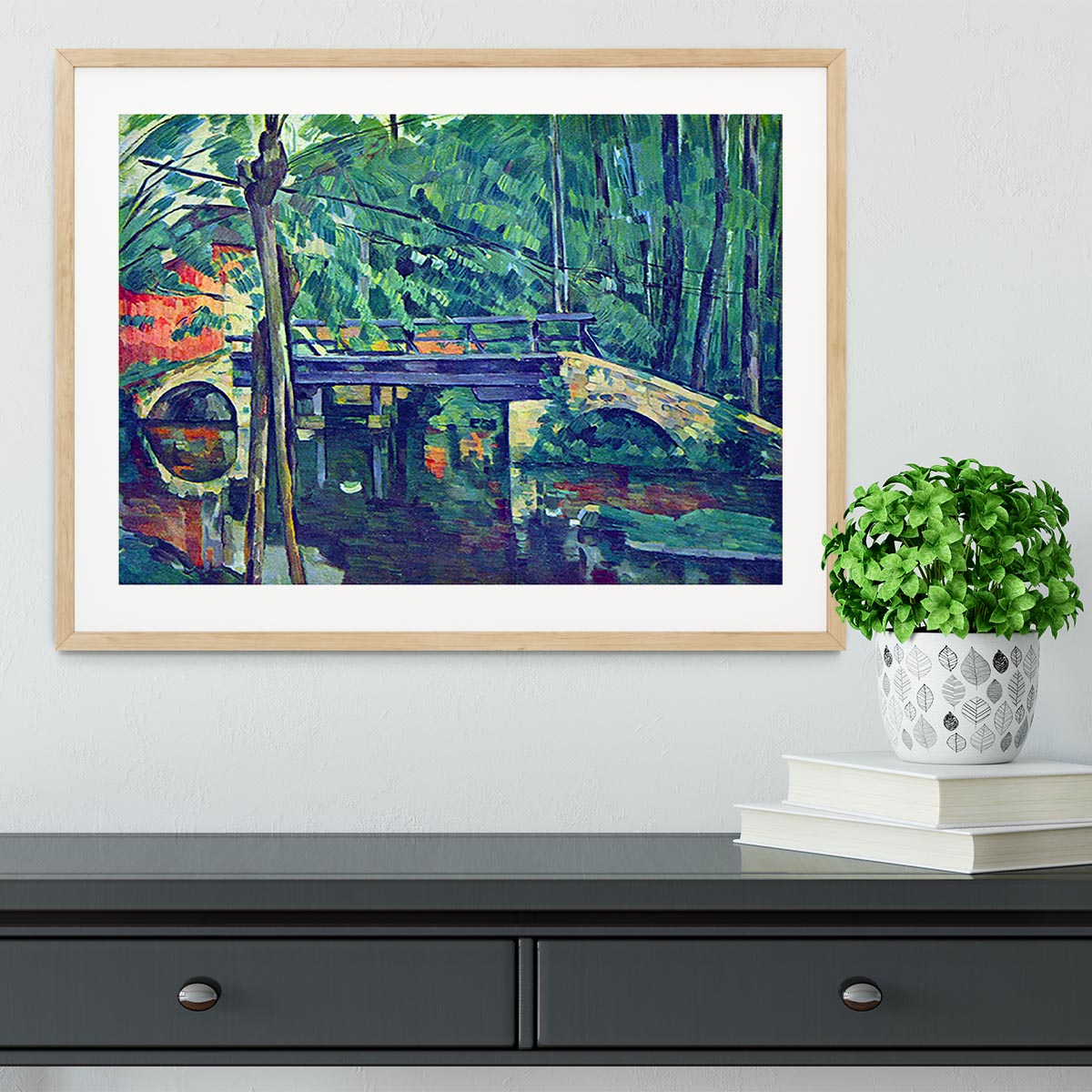 Bridge in the forest by Cezanne Framed Print - Canvas Art Rocks - 3