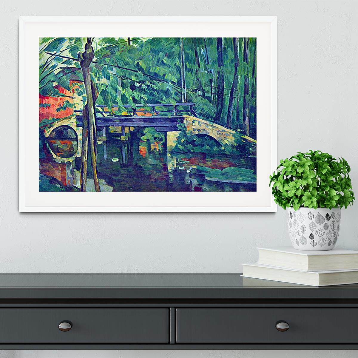 Bridge in the forest by Cezanne Framed Print - Canvas Art Rocks - 5