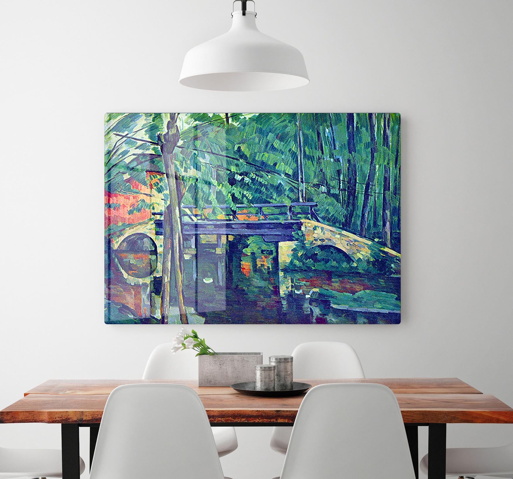 Bridge in the forest by Cezanne Acrylic Block - Canvas Art Rocks - 2