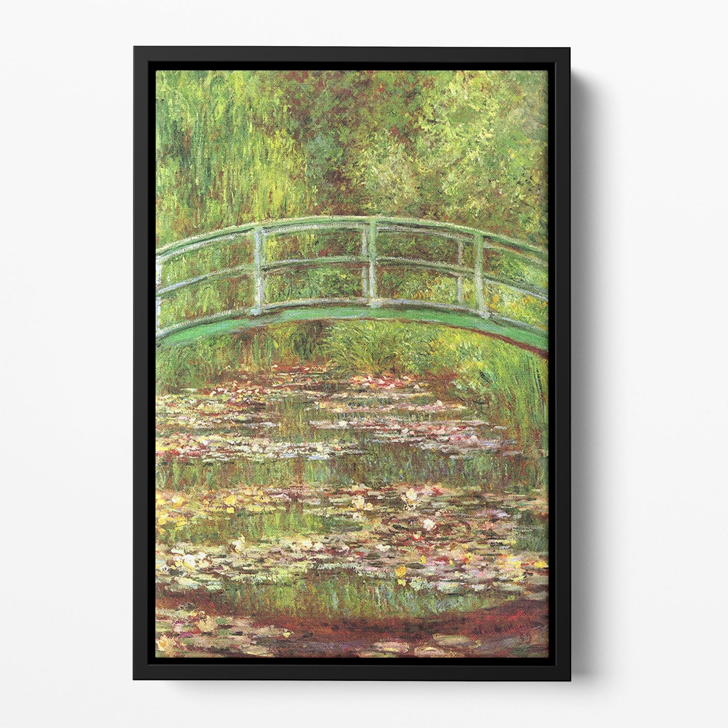 Bridge over the sea rose pond by Monet Floating Framed Canvas