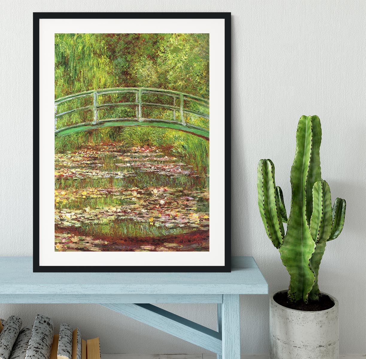 Bridge over the sea rose pond by Monet Framed Print - Canvas Art Rocks - 1