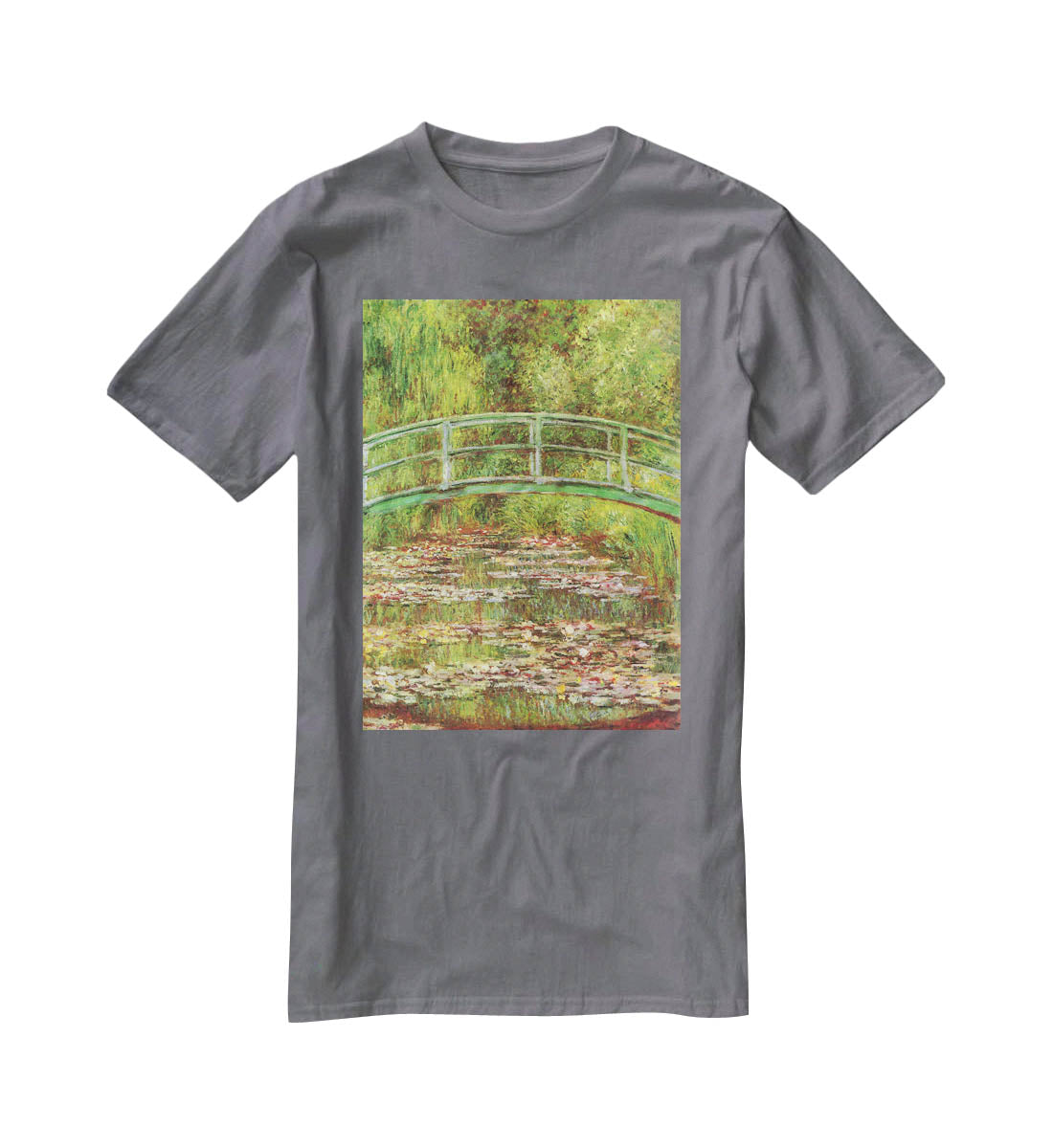 Bridge over the sea rose pond by Monet T-Shirt - Canvas Art Rocks - 3