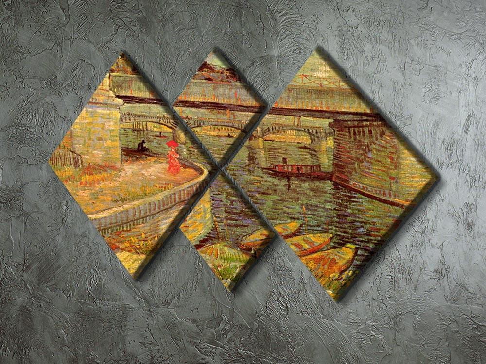 Bridges across the Seine at Asnieres by Van Gogh 4 Square Multi Panel Canvas - Canvas Art Rocks - 2
