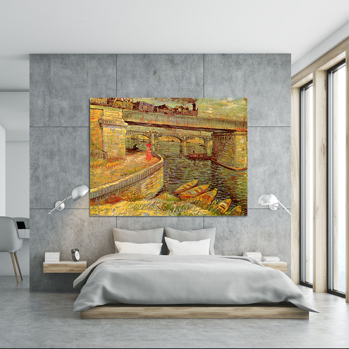 Bridges across the Seine at Asnieres by Van Gogh Canvas Print or Poster
