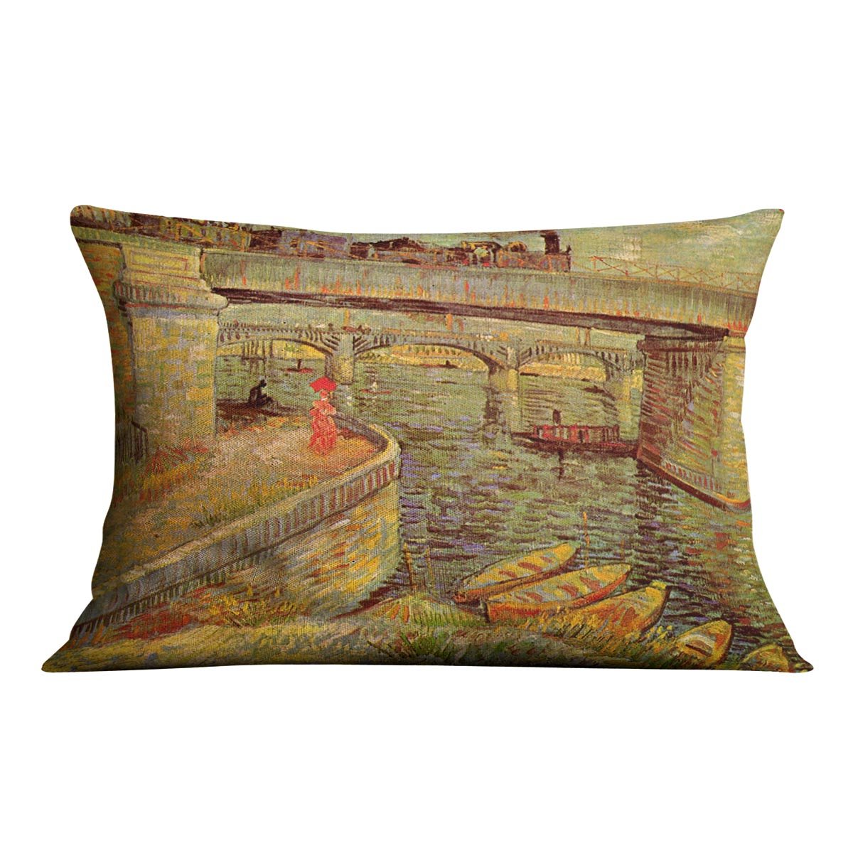 Bridges across the Seine at Asnieres by Van Gogh Throw Pillow