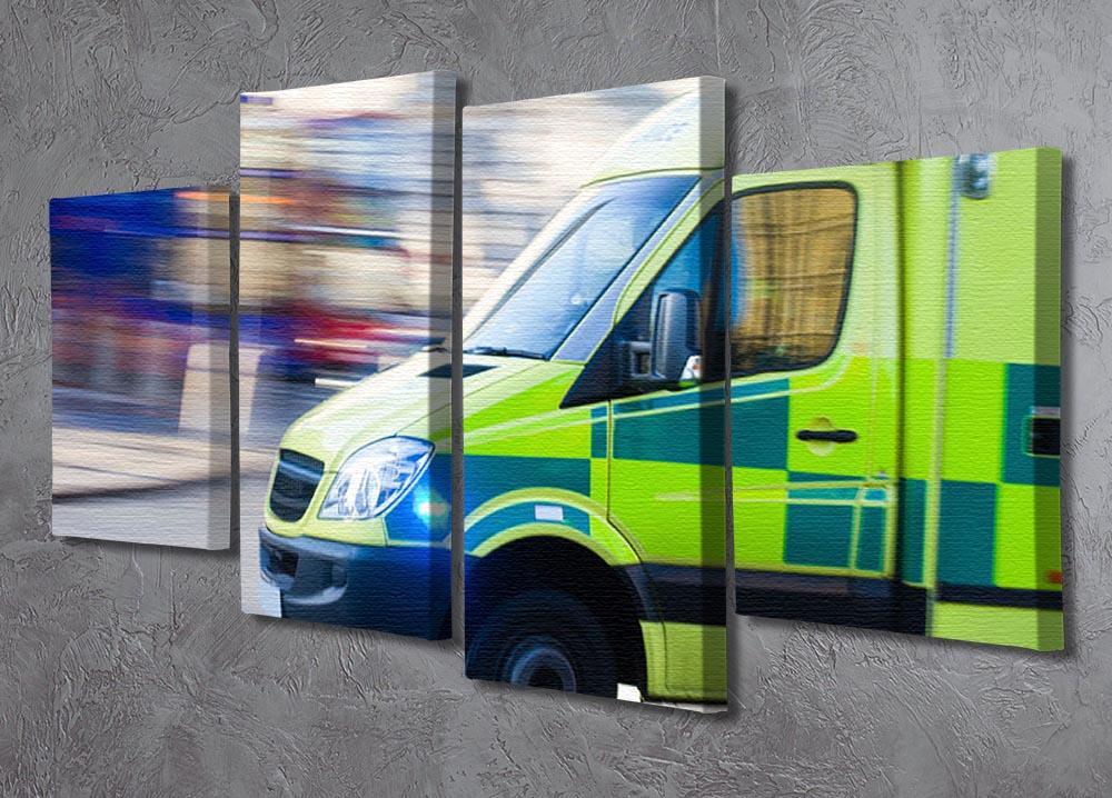 British ambulance in motion blur 4 Split Panel Canvas  - Canvas Art Rocks - 2