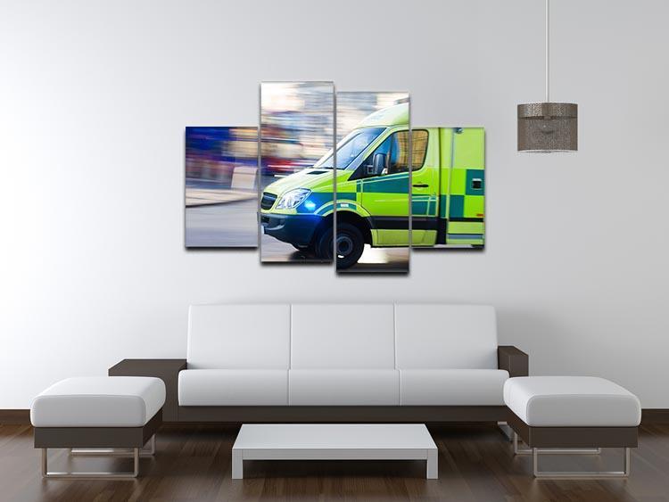 British ambulance in motion blur 4 Split Panel Canvas  - Canvas Art Rocks - 3