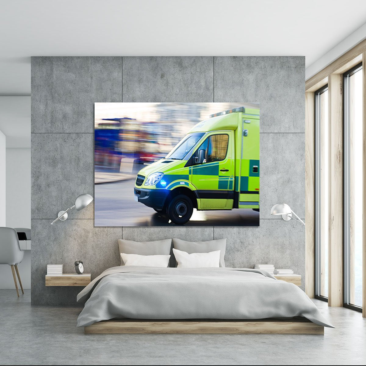 British ambulance in motion blur Canvas Print or Poster