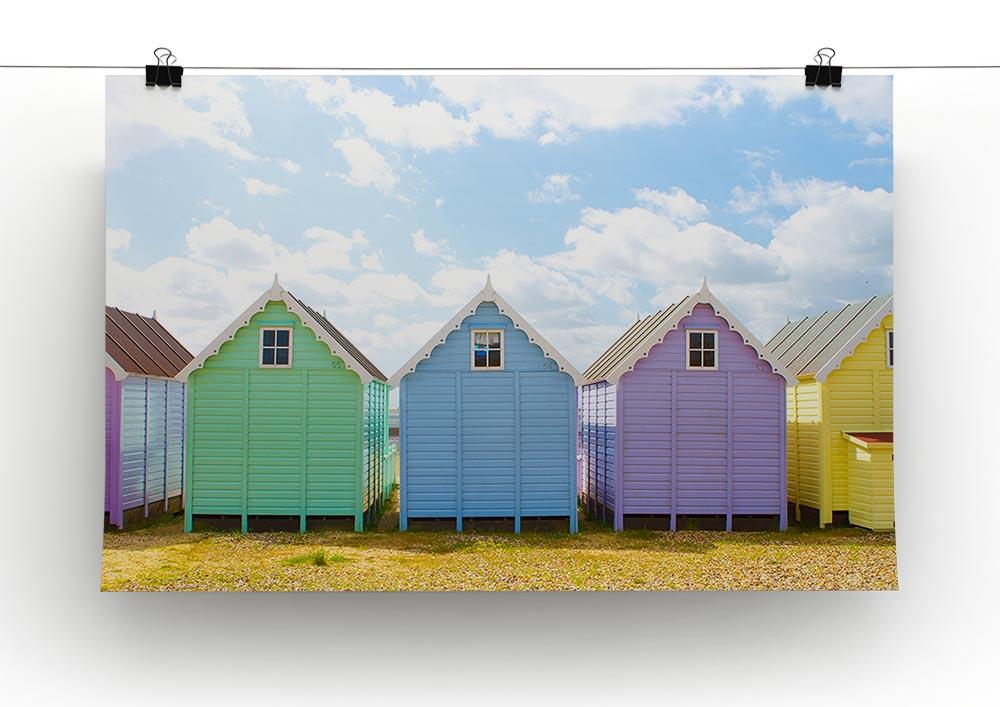 British beach huts on a bright sunny day Canvas Print or Poster - Canvas Art Rocks - 2