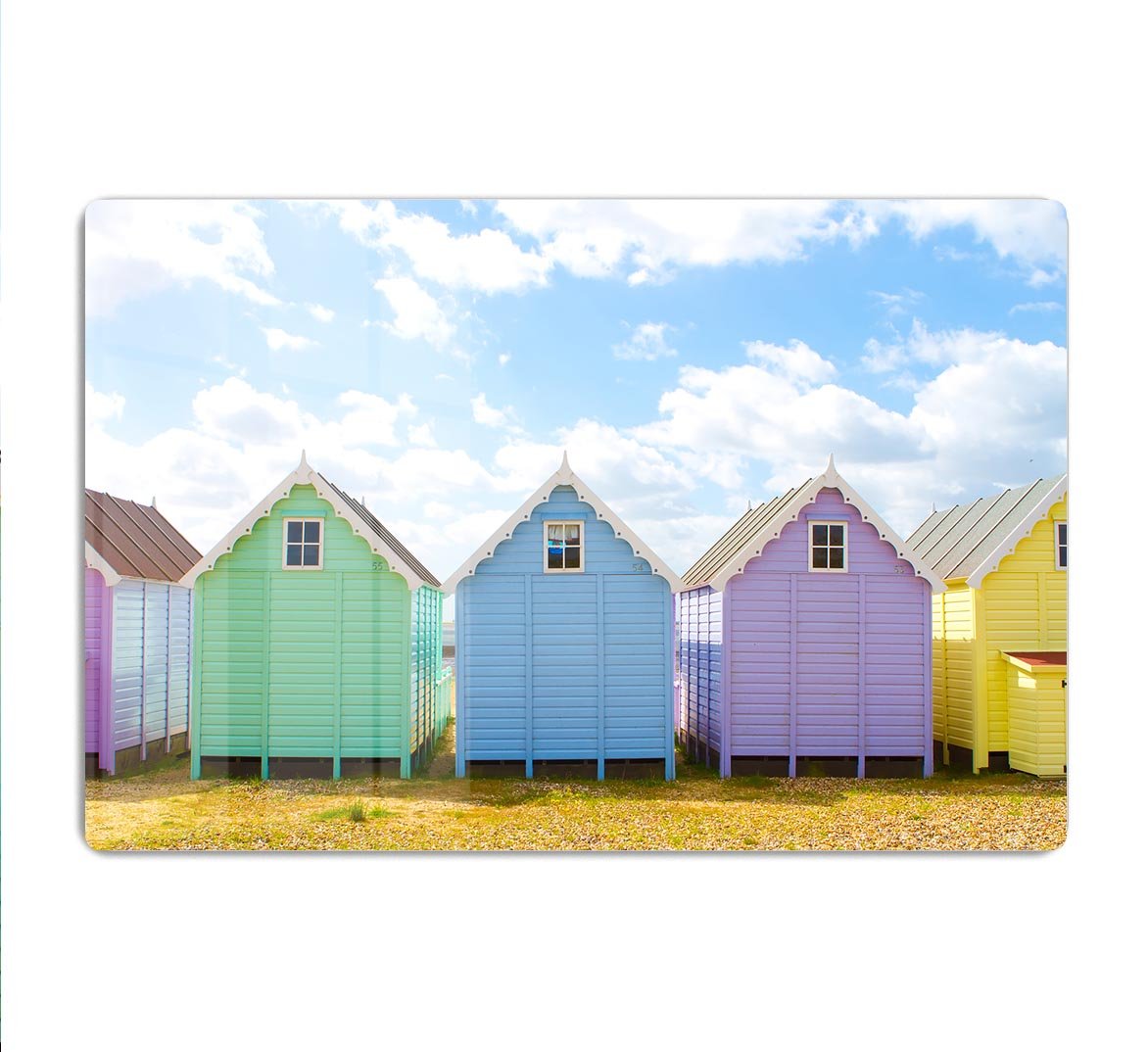 British beach huts on a bright sunny day HD Metal Print - Canvas Art Rocks - 1