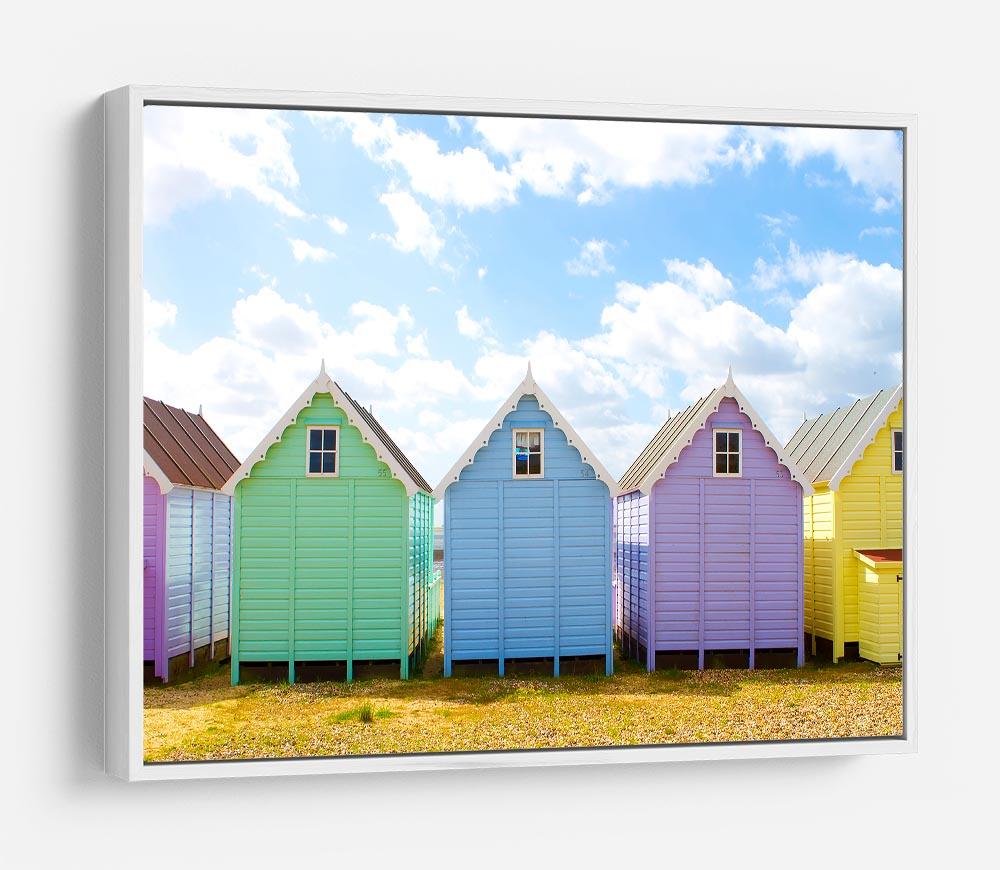 British beach huts on a bright sunny day HD Metal Print - Canvas Art Rocks - 7