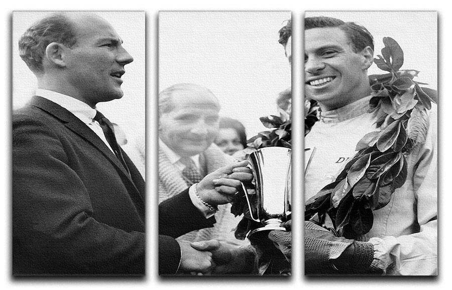 British racing drivers Jim Clark and Stirling Moss 3 Split Panel Canvas Print - Canvas Art Rocks - 1